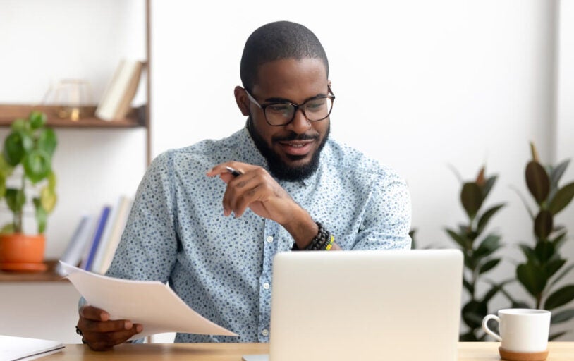 Man at computer working