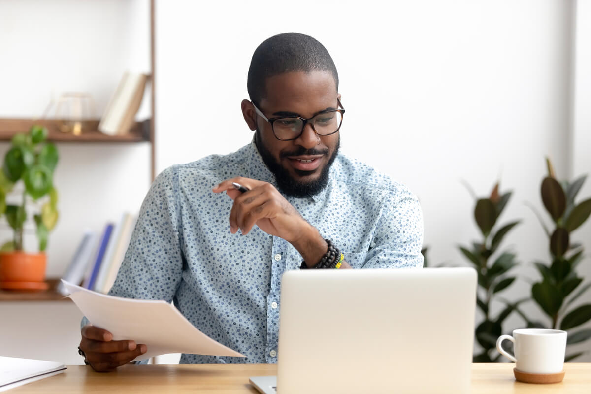 Man at computer working