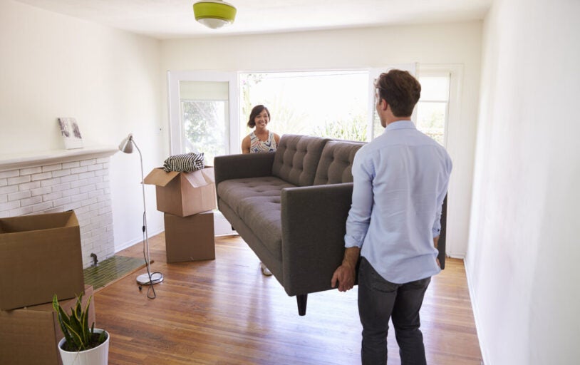 Couple moving couch