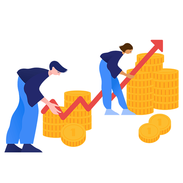 illustration of people with coins stacking