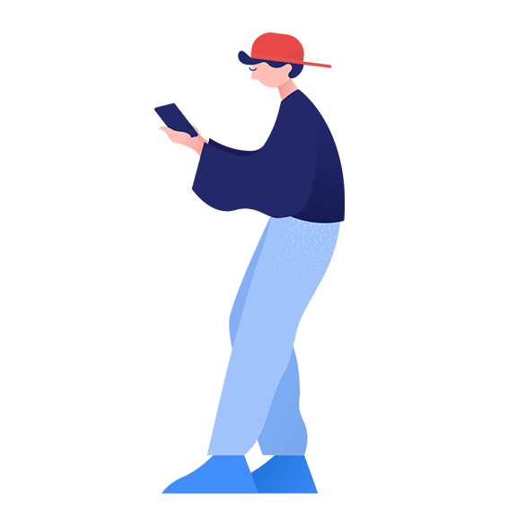 illustration of man holding phone