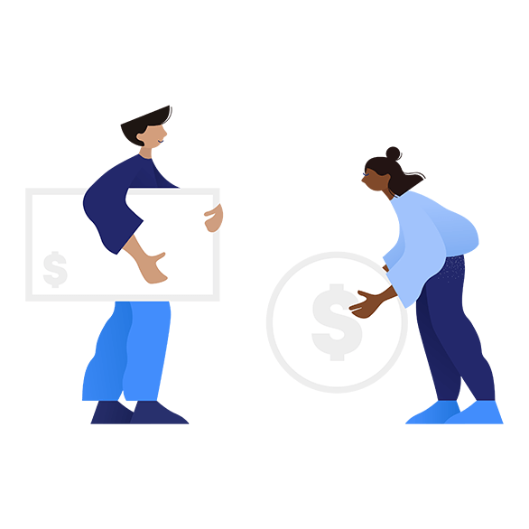 illustration of people with money