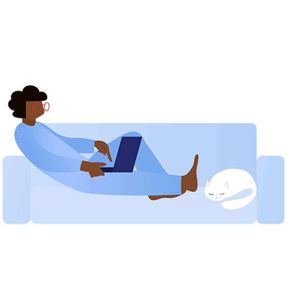 illustration of woman on couch with laptop