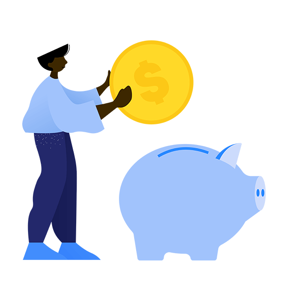 Illustration of man with piggybank