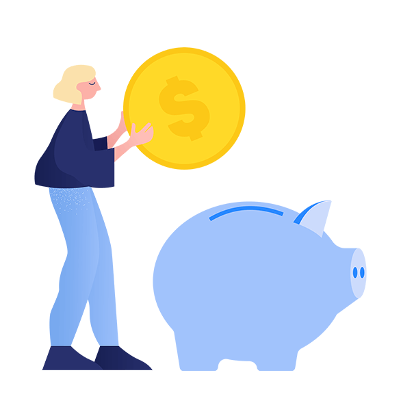 Illustration of person with piggybank