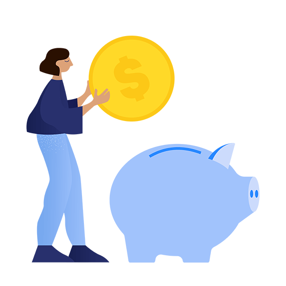 Illustration of person with piggybank