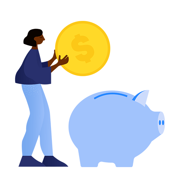 Illustration of person with piggybank