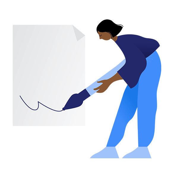 Illustration of woman signing paper