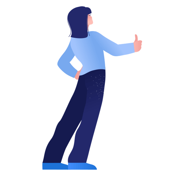 Illustration of woman holding thumb up