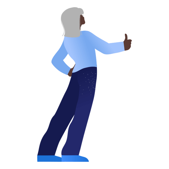 Illustration of woman holding thumb up