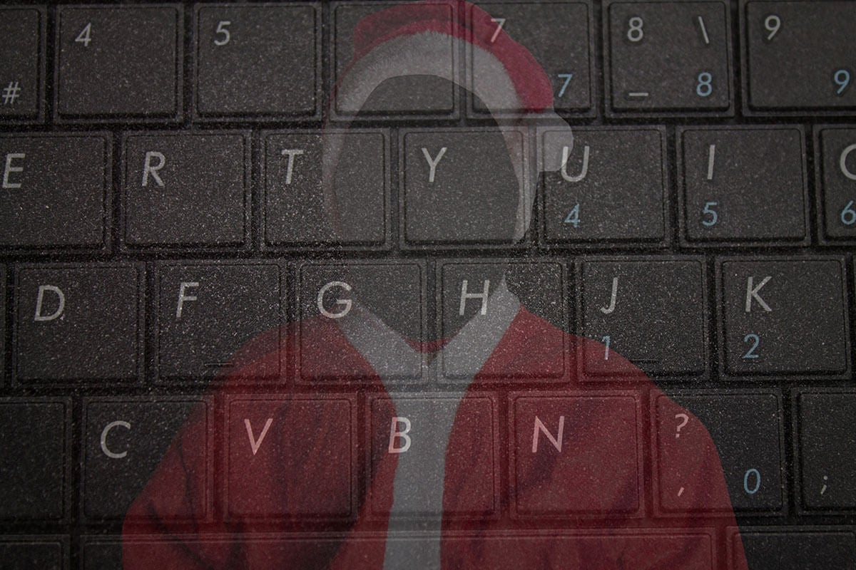 Computer keyboard with santa claus