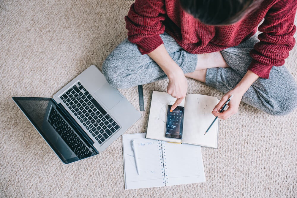 Woman calculating budget